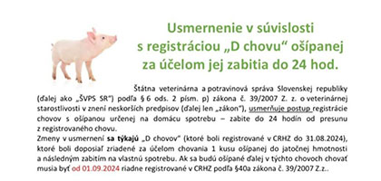 Usmernenie v súvislosti s registráciou 